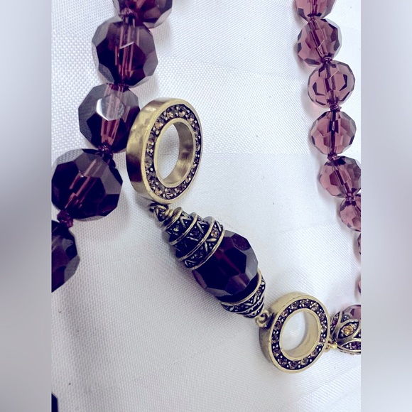 Heidi Daus Champagne Amethyst & Gold Double Necklace & Clip On Earrings Set - Picture 8 of 17